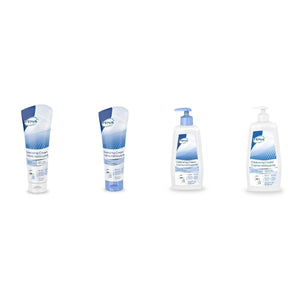 TENA Cleansing Cream - Soap and Water Alternative tube vs pump bottle formats in fresh scent or scent free