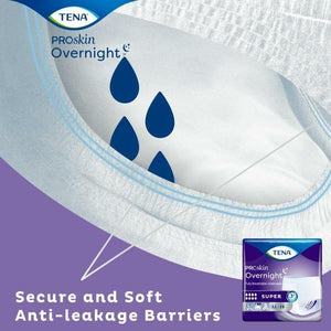 TENA ProSkin Overnight Super Protective Underwear; disposable underwear for incontinence protection secure and soft anti-leakage barriers