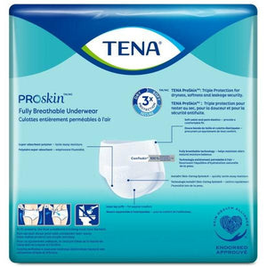 TENA Plus Protective disposable Underwear - with ConfioAir® Breathable Technology for moderate to heavy bladder leakage protection packaging, back