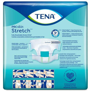 TENA ProSKin Stretch Briefs back of package