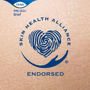 TENA ProSkin Super incontinence briefs for nighttime and extended wear protection are endorsed by the Skin Health Alliance