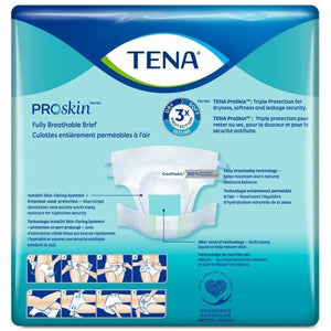 TENA ProSkin Super incontinence briefs for nighttime and extended wear protection back of packaging