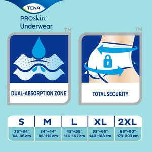 TENA Extra Protective Disposable Underwear Extra for moderate to heavy bladder leakage dual absorption zones across all sizes
