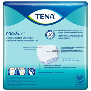TENA Extra Protective Disposable Underwear Extra for moderate  to heavy bladder leakage back packaging